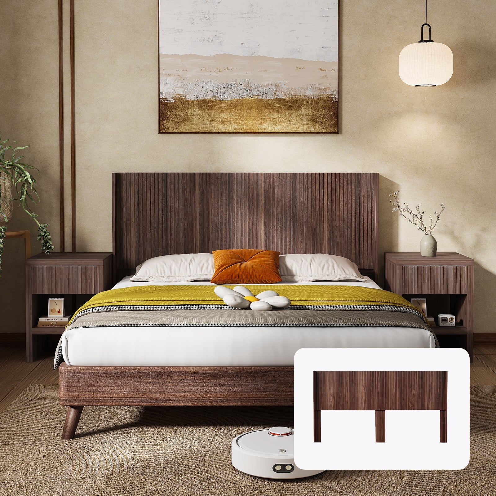 Walker Edison | Tête de lit King style ferme moderne, design cannelé 