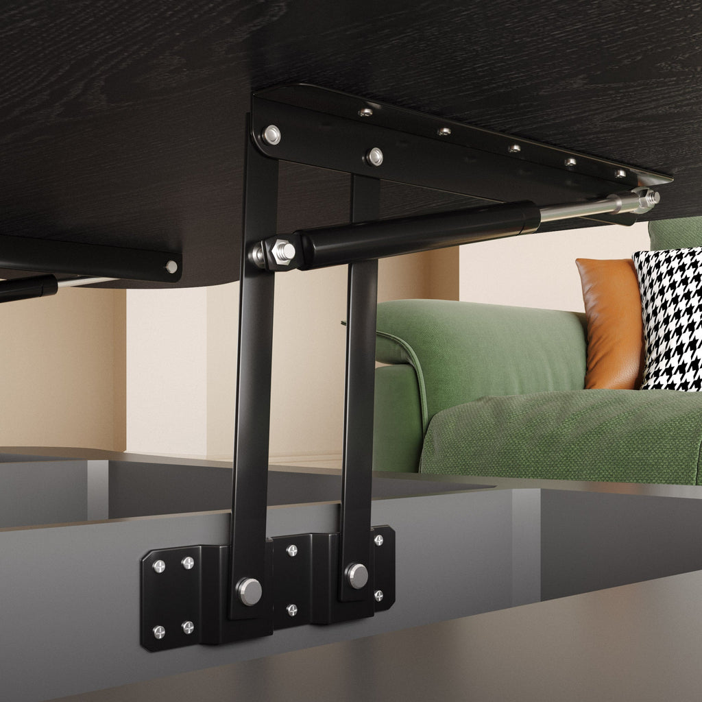 Walker Edison | Table basse et bureau relevables au design incurvé noir cannelé 