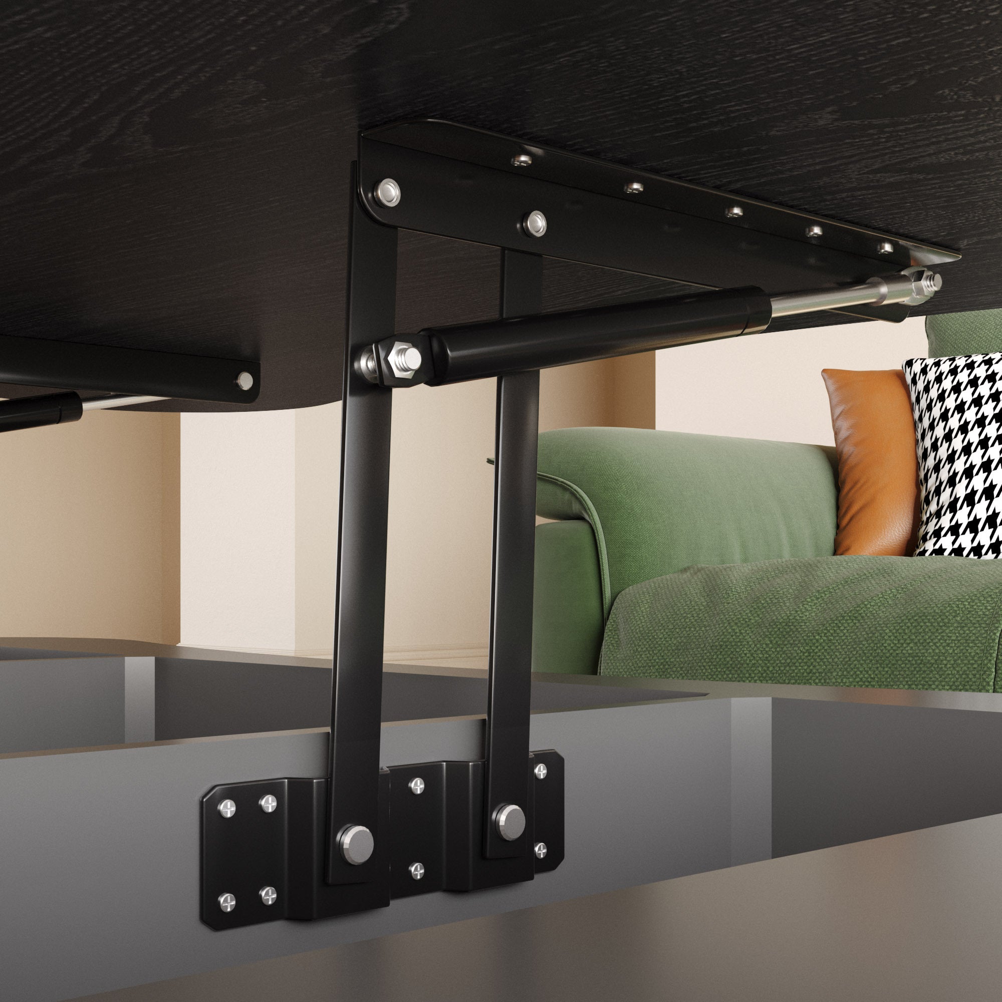 Walker Edison | Table basse et bureau relevables au design incurvé noir cannelé 