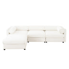 Walker Edison | Canapé d'angle contemporain en chenille blanche avec rangement et pouf