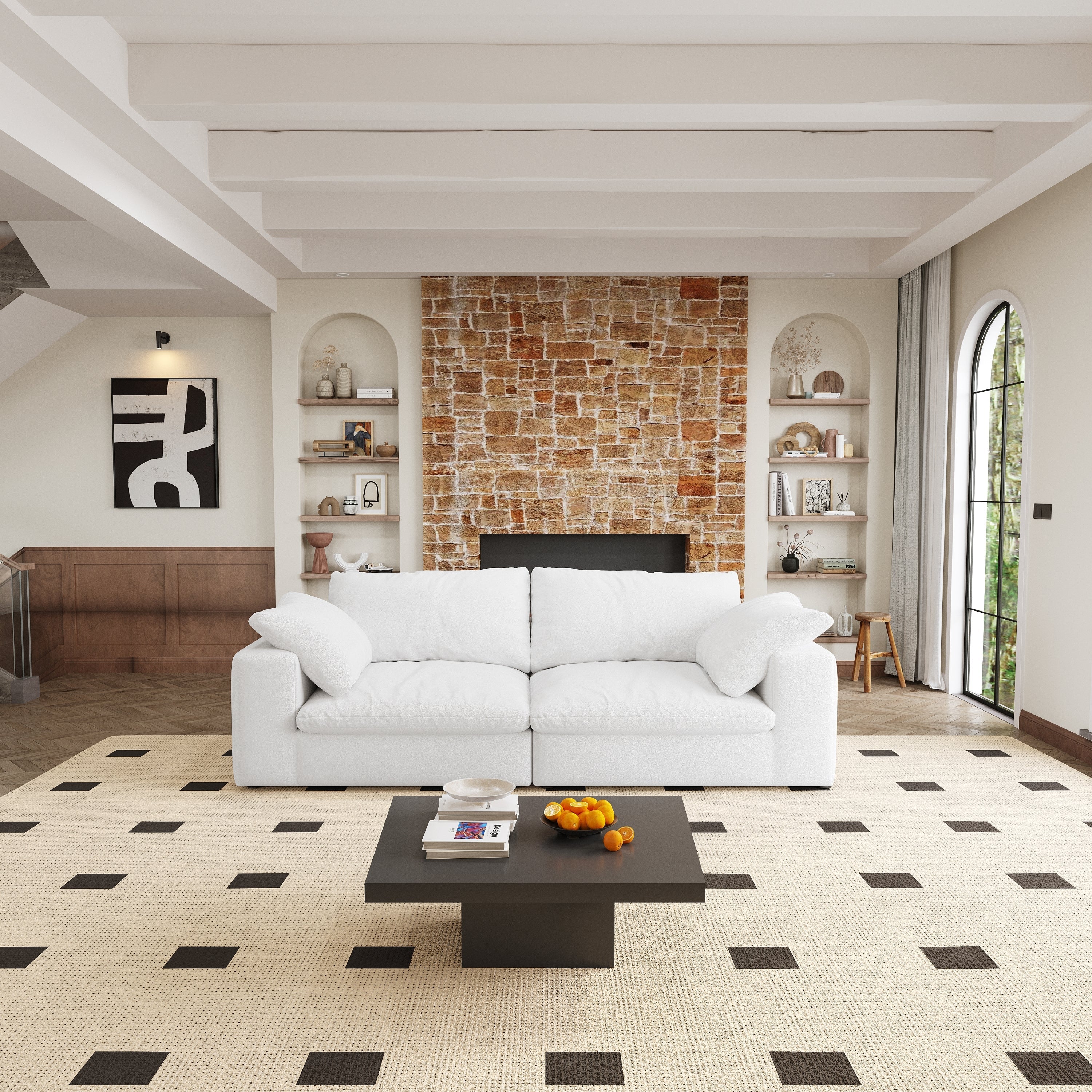 Canapé deux places modulaire Cloud 80' garni de duvet Walker Edison 