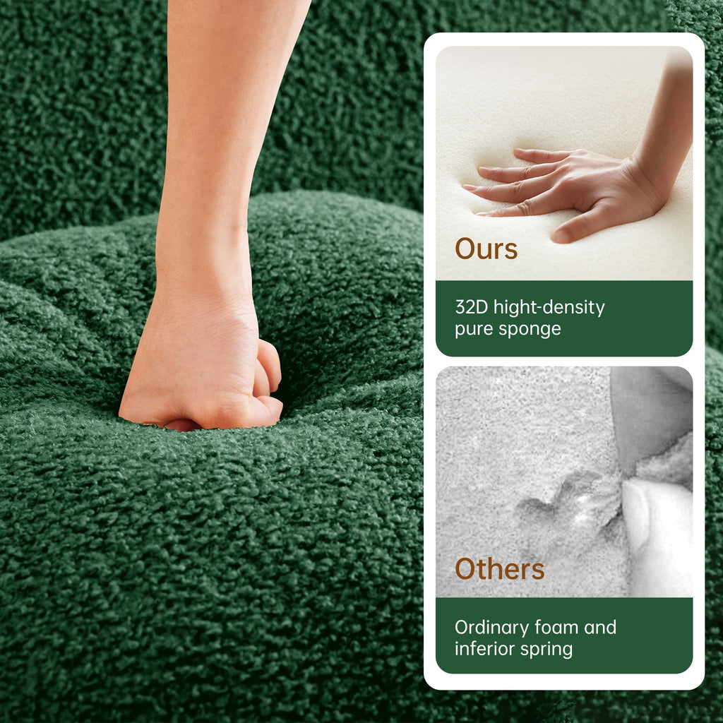 Canapé deux places Teddy en forme de L au design ergonomique incurvé 