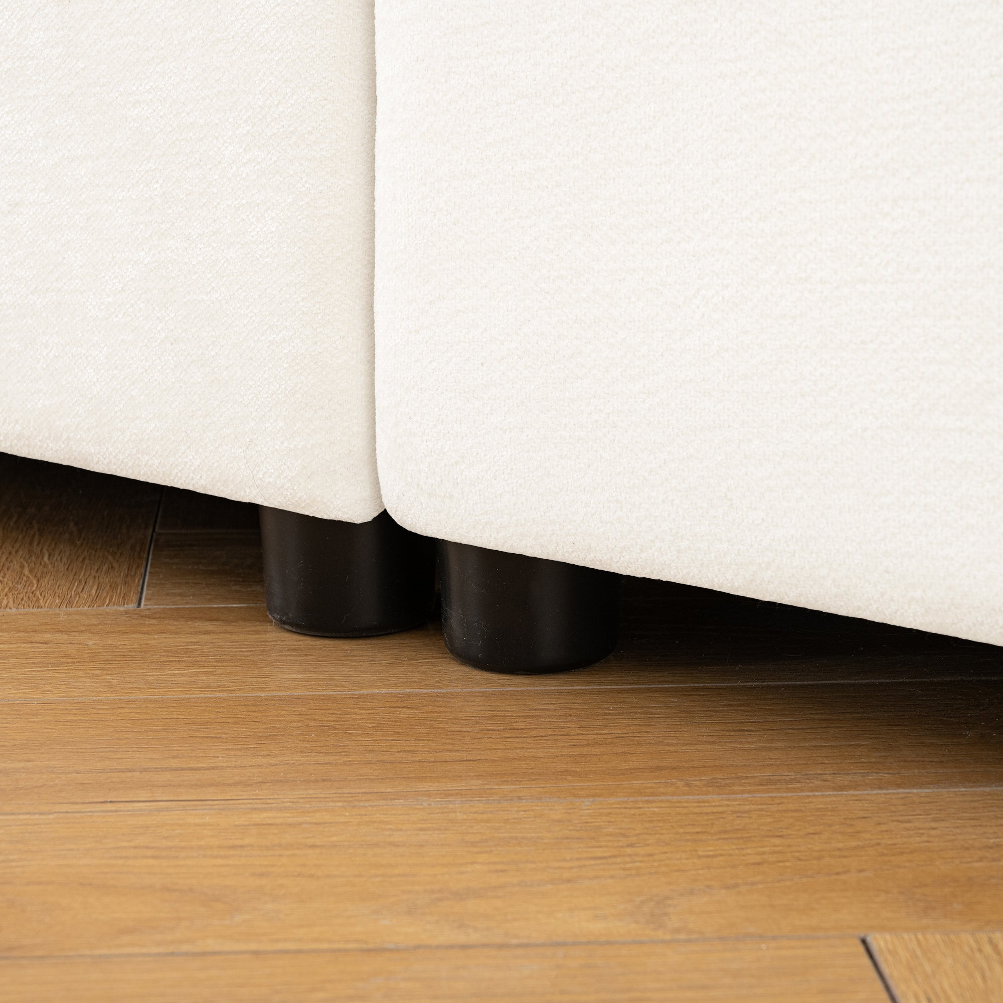 Walker Edison | Canapé d'angle contemporain en chenille blanche avec rangement et pouf