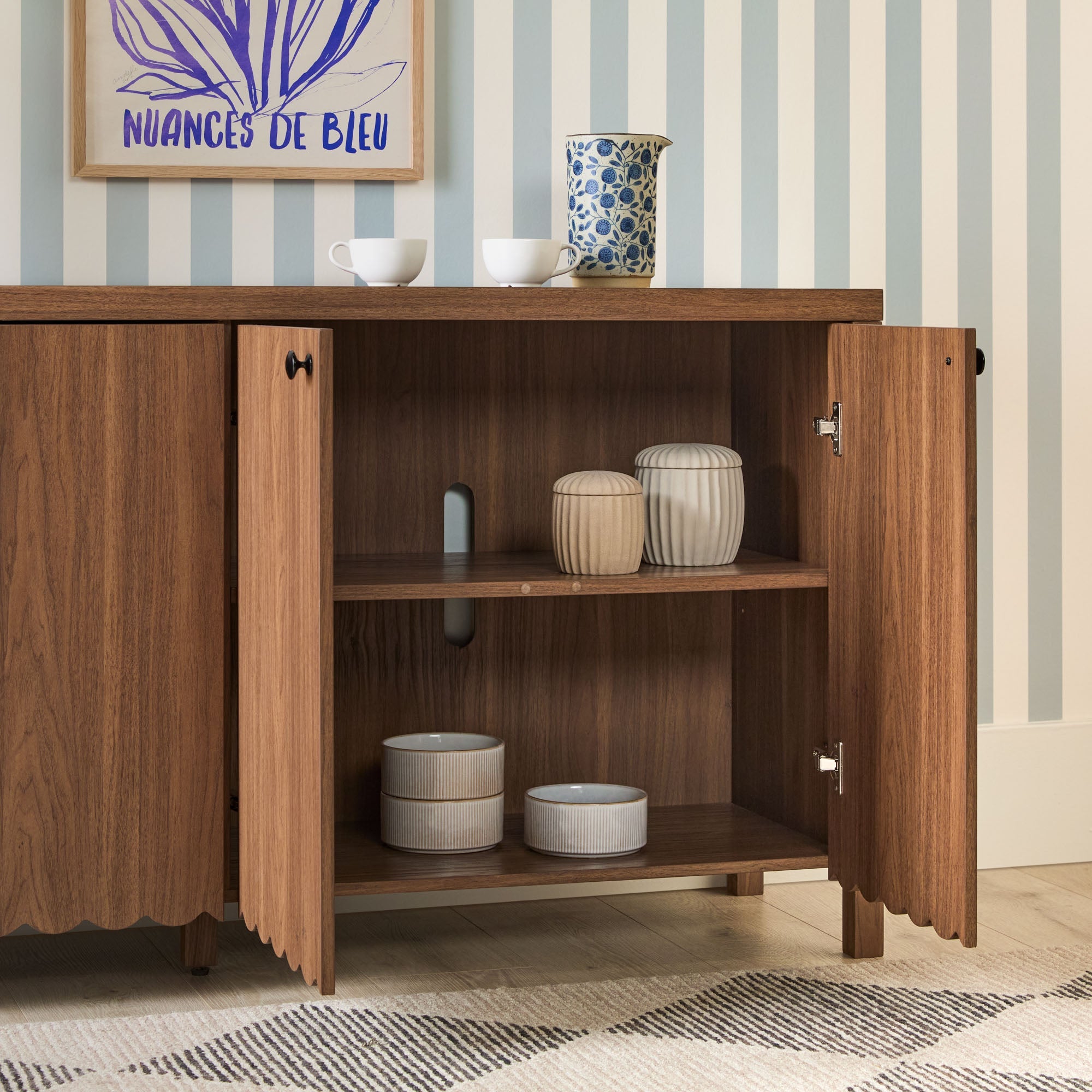 Buffet/meuble TV Paisley 60 moderne à bords festonnés, montage facile