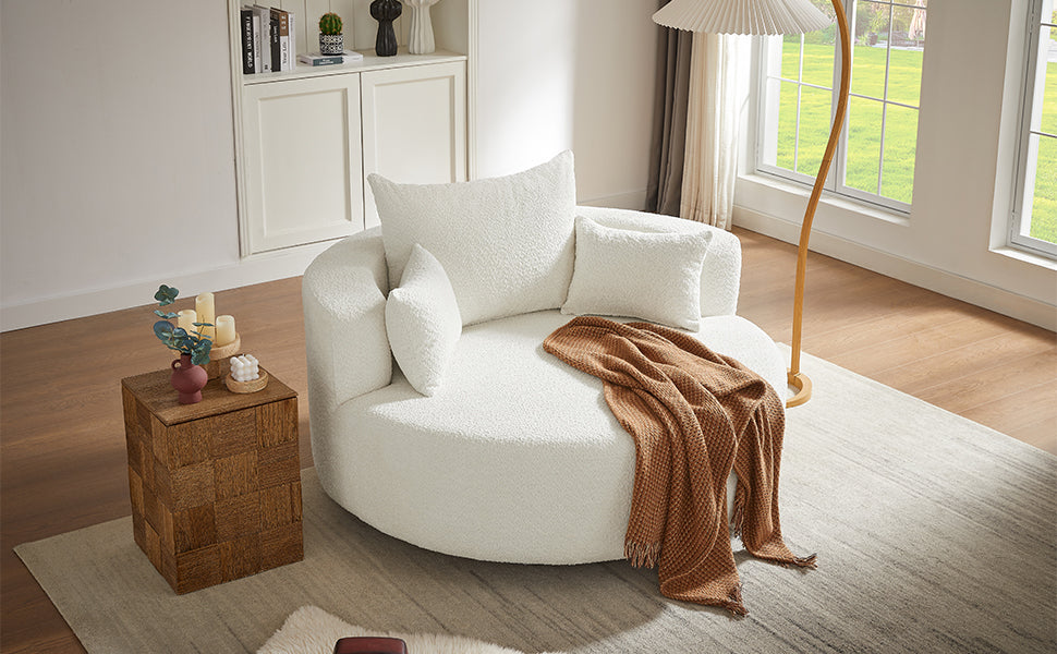 Fauteuil pivotant rond Walker Edison à 360° avec coussins