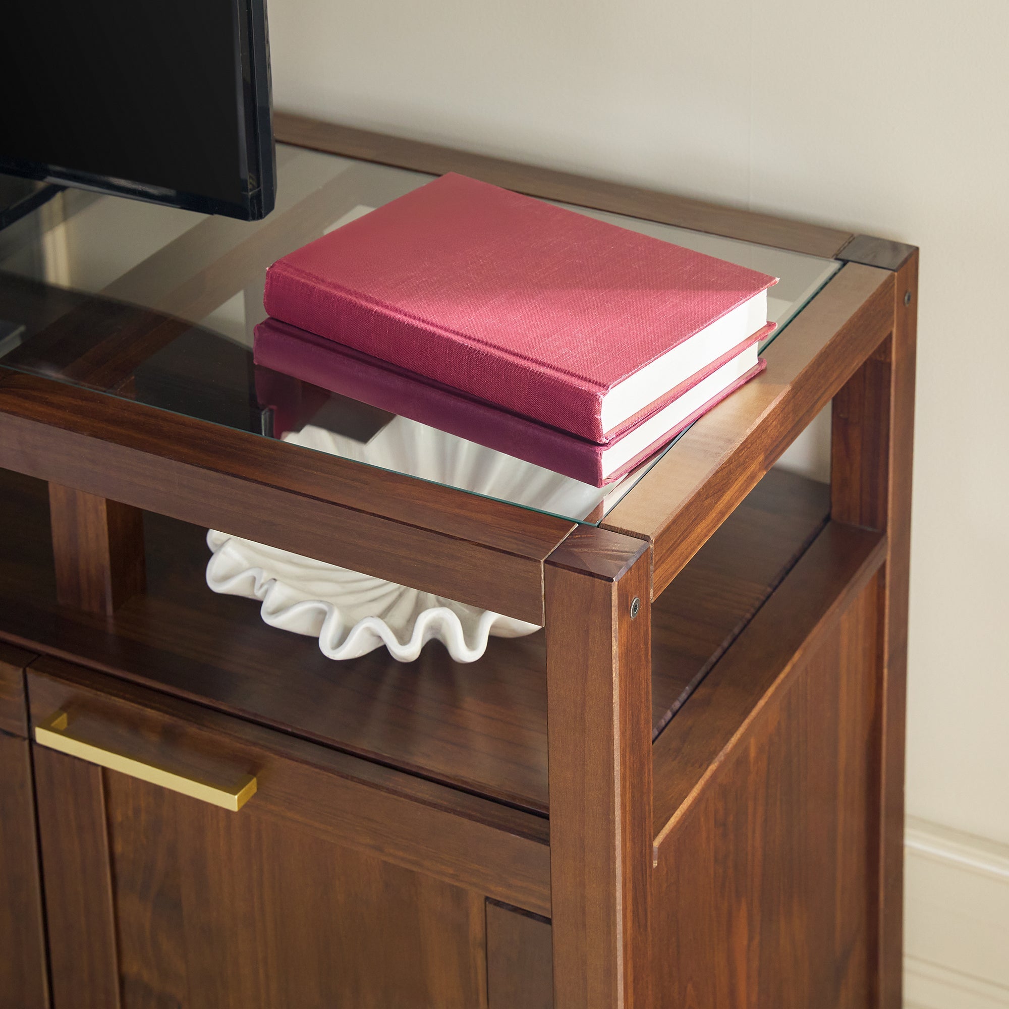 Meuble TV moderne Isla avec plateau en verre