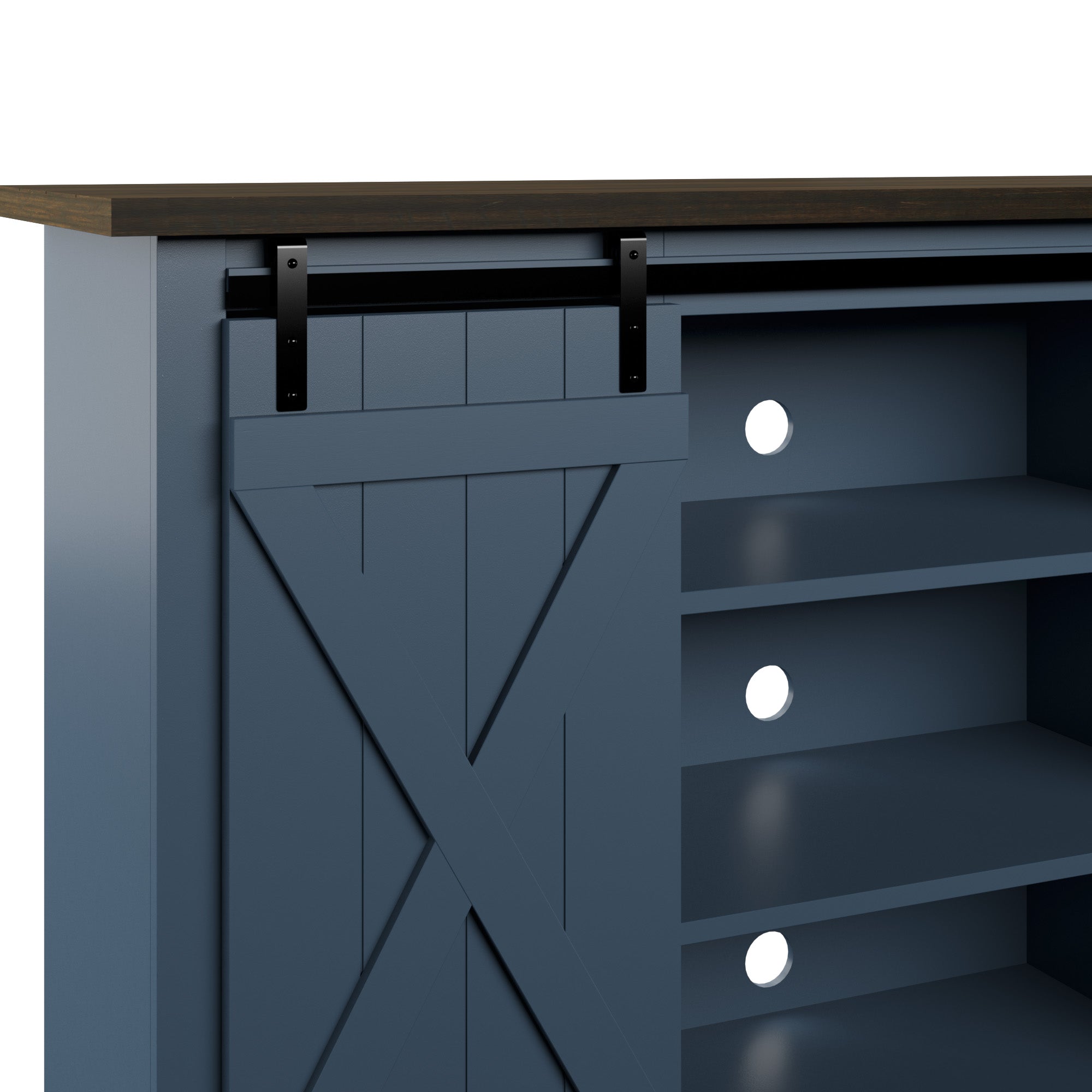 Portes coulissantes de style grange, meuble TV en peuplier de 137 cm, console multimédia