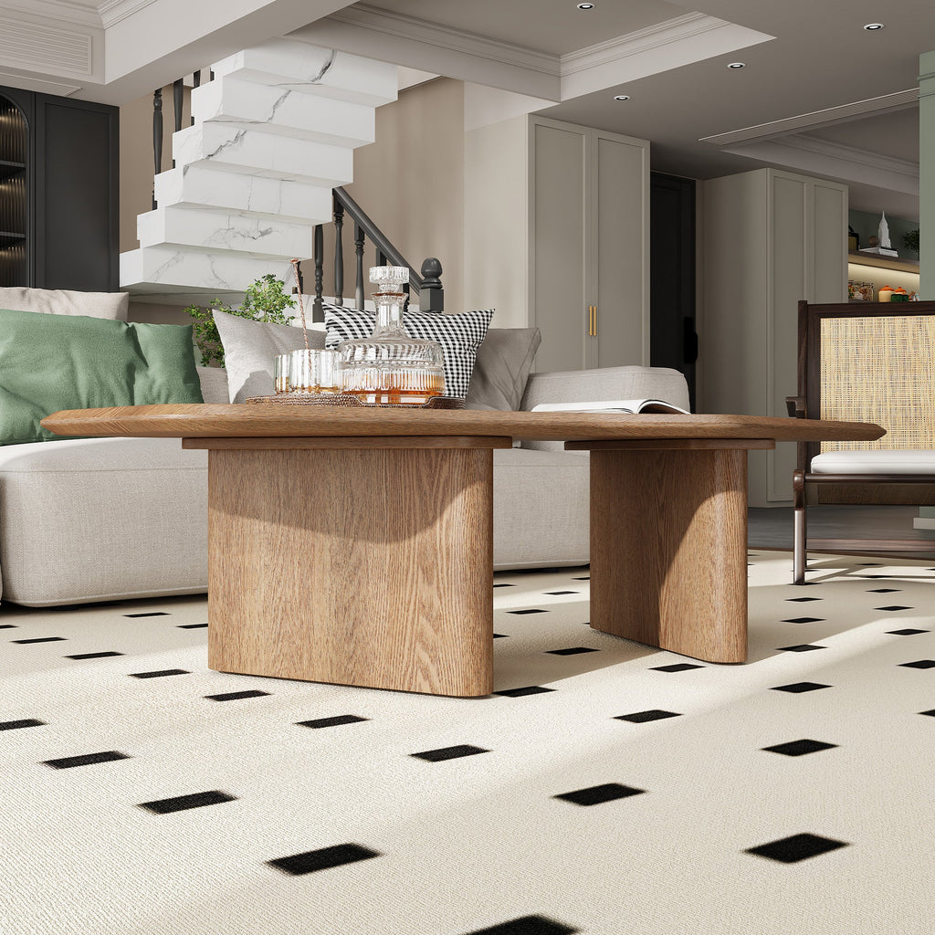 Table basse moderne en placage de frêne rustique 