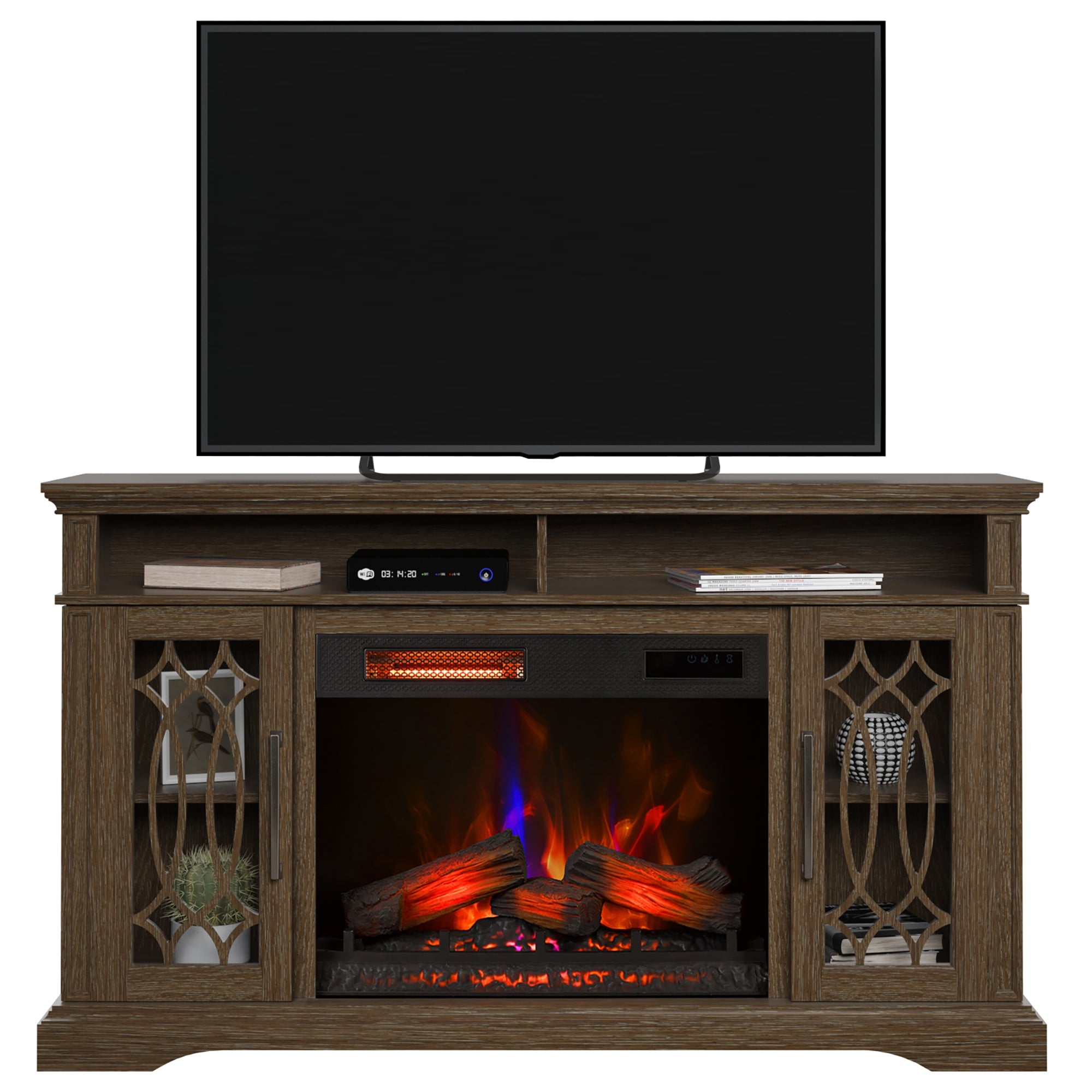 Duraflame ? Meuble TV/console multimédia avec cheminée électrique infrarouge de style ferme moderne et télécommande