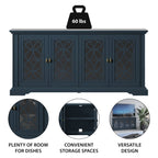 Meuble TV avec portes en verre trempé au design classique 