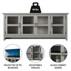 Meuble TV 72" avec portes en verre trempé