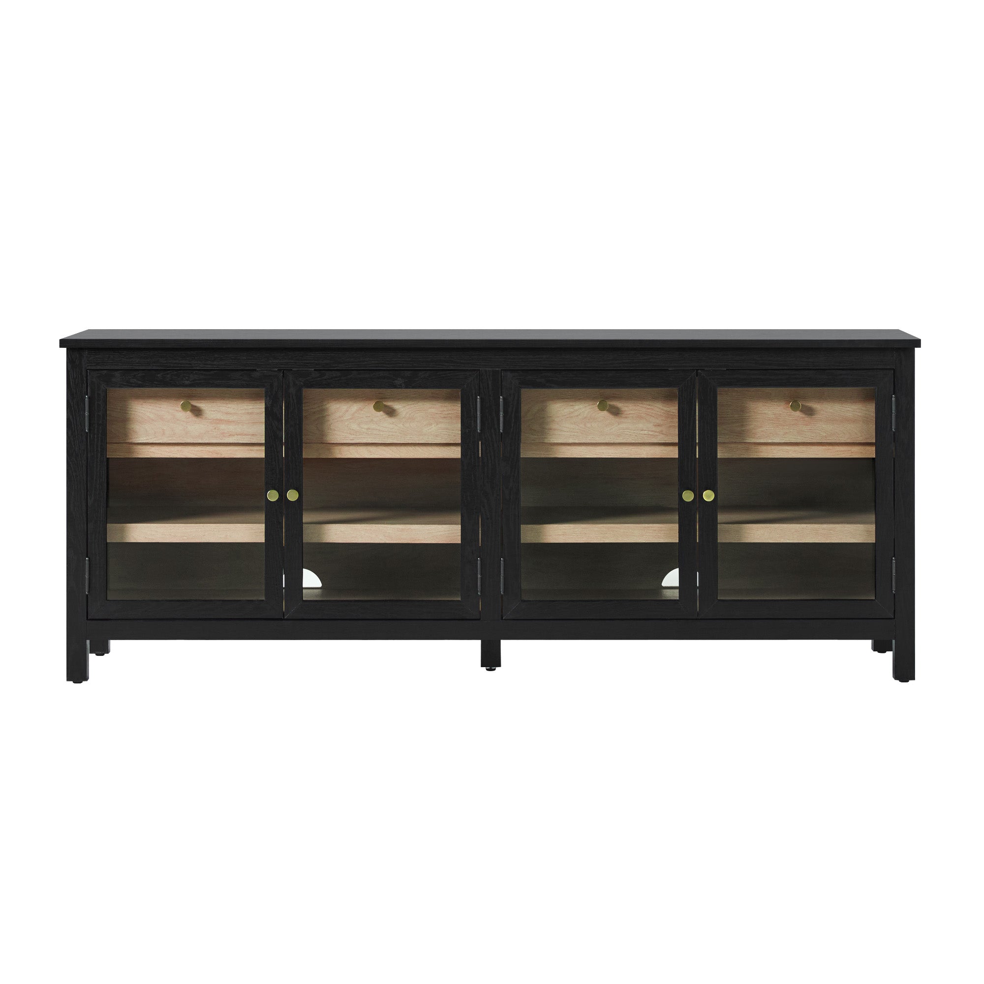 Buffet/meuble TV Harlow traditionnel à porte vitrée, montage facile