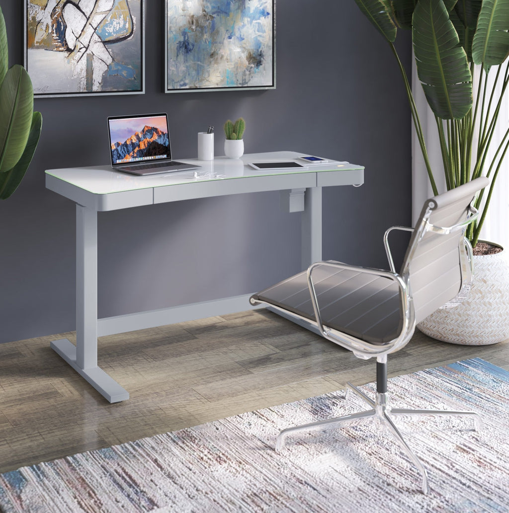 Bureau assis-debout Ashford à hauteur réglable avec ports USB et rangement