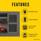 Duraflame ? Meuble TV avec cheminée électrique et porte en verre cannelé