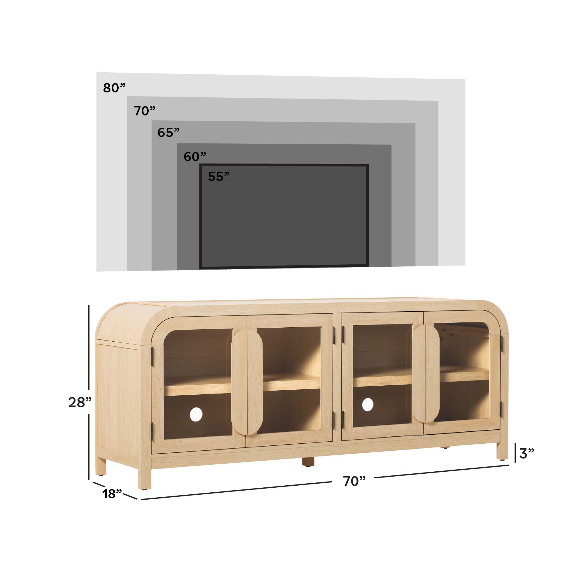 Support TV Chantelle Modern Curve facile à assembler