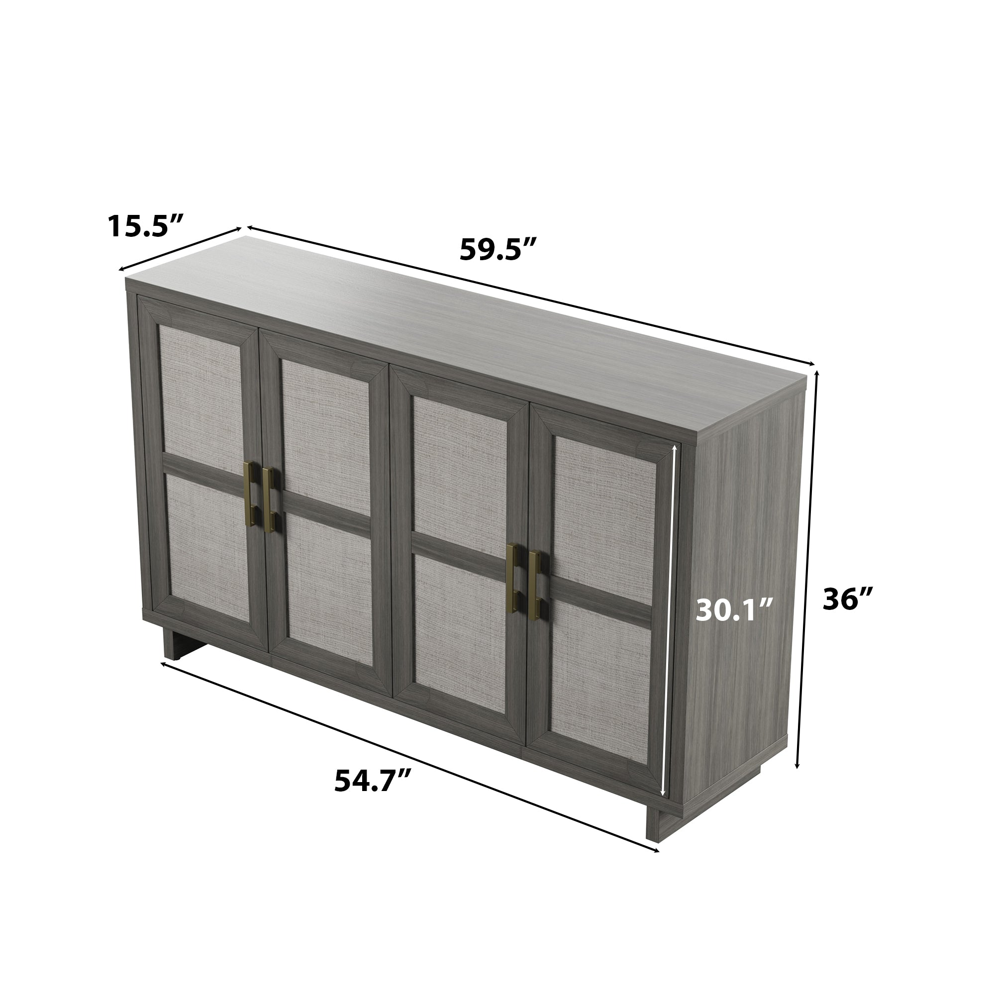 Buffet/lambris de style bohème côtier en lin avec étagères de rangement