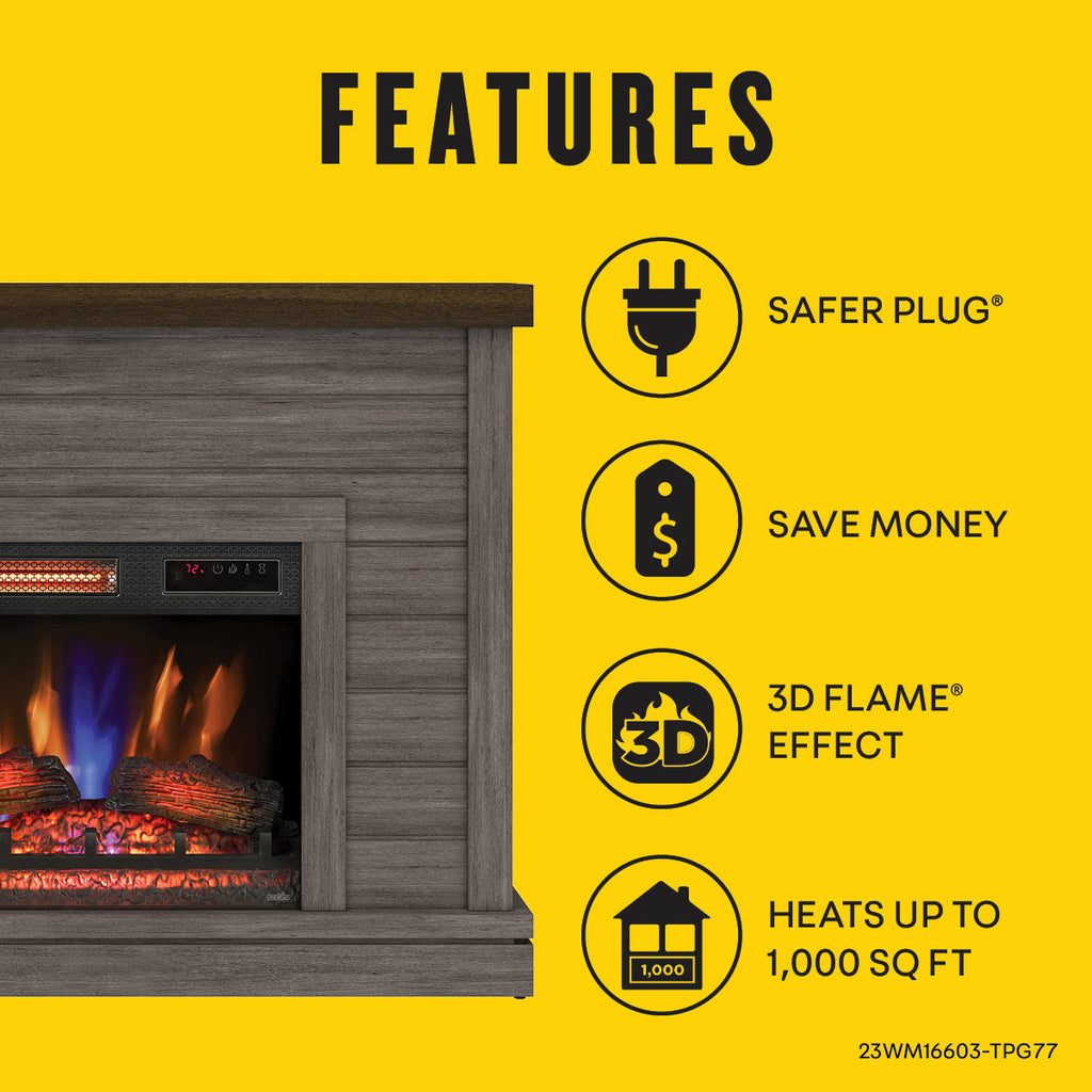 Duraflame ? Cheminée électrique murale à lambris de style ferme