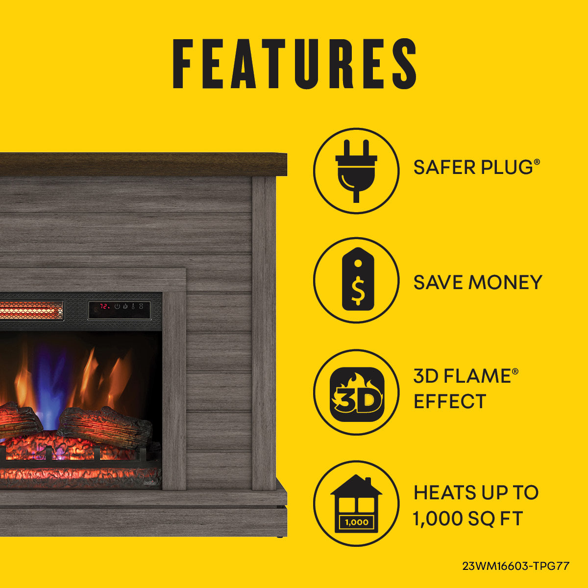 Duraflame ? Cheminée électrique murale à lambris de style ferme