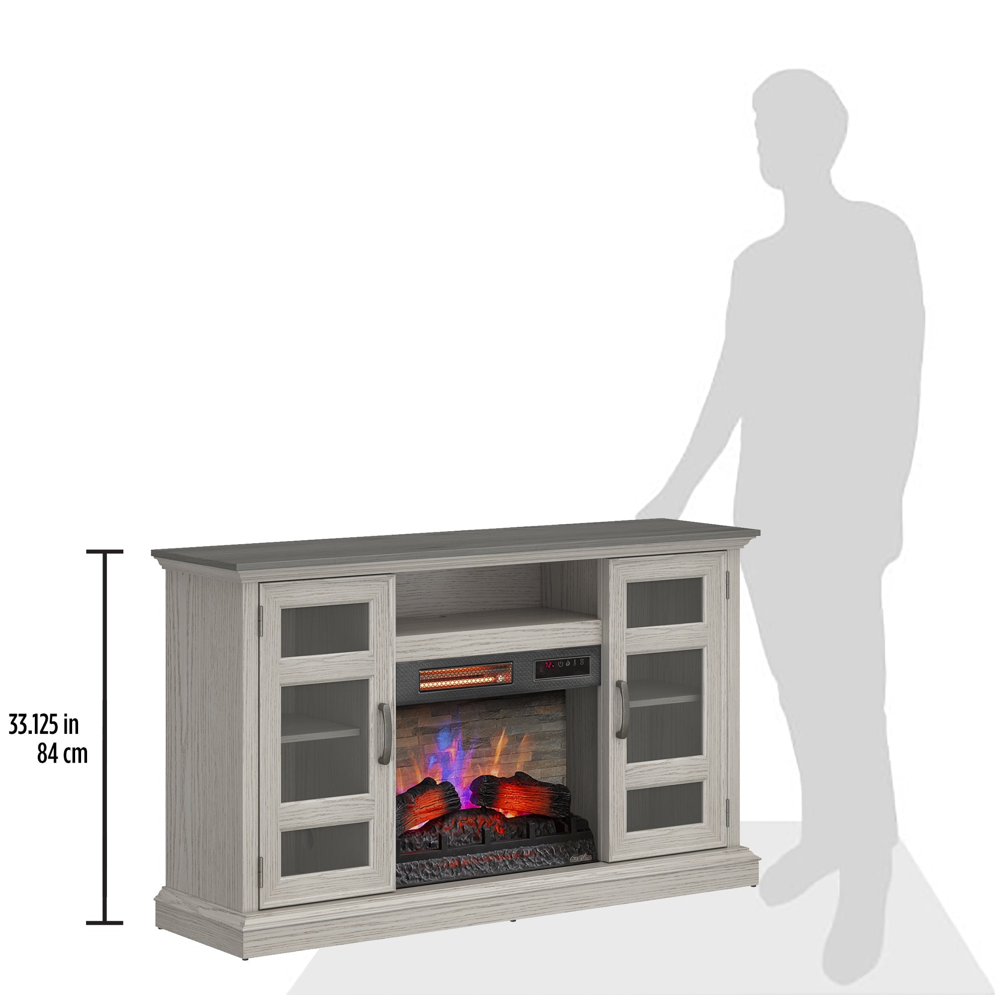 Duraflame ? Meuble TV avec cheminée électrique bicolore en chêne et flammes 3D